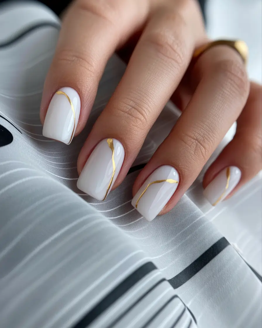 christmas nail colors 2025 Minimal Gold Lines