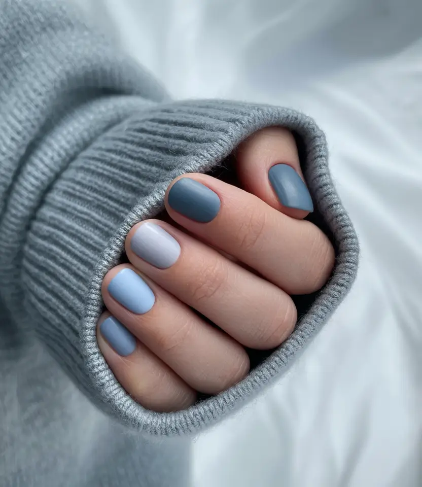 christmas nail colors 2025 Cozy Cashmere Blues