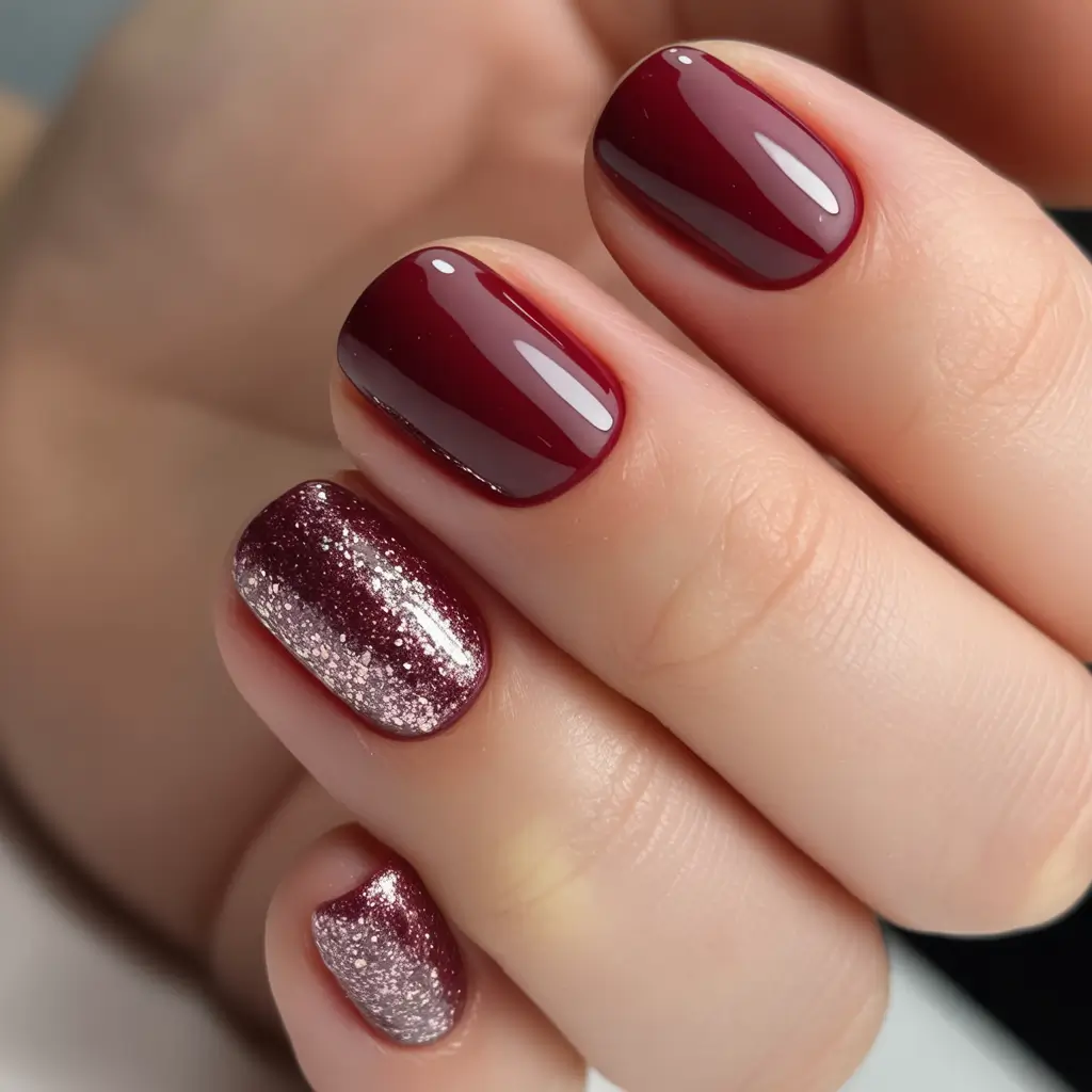 christmas nail colors 2025 Mulled Wine and Metallic Frost