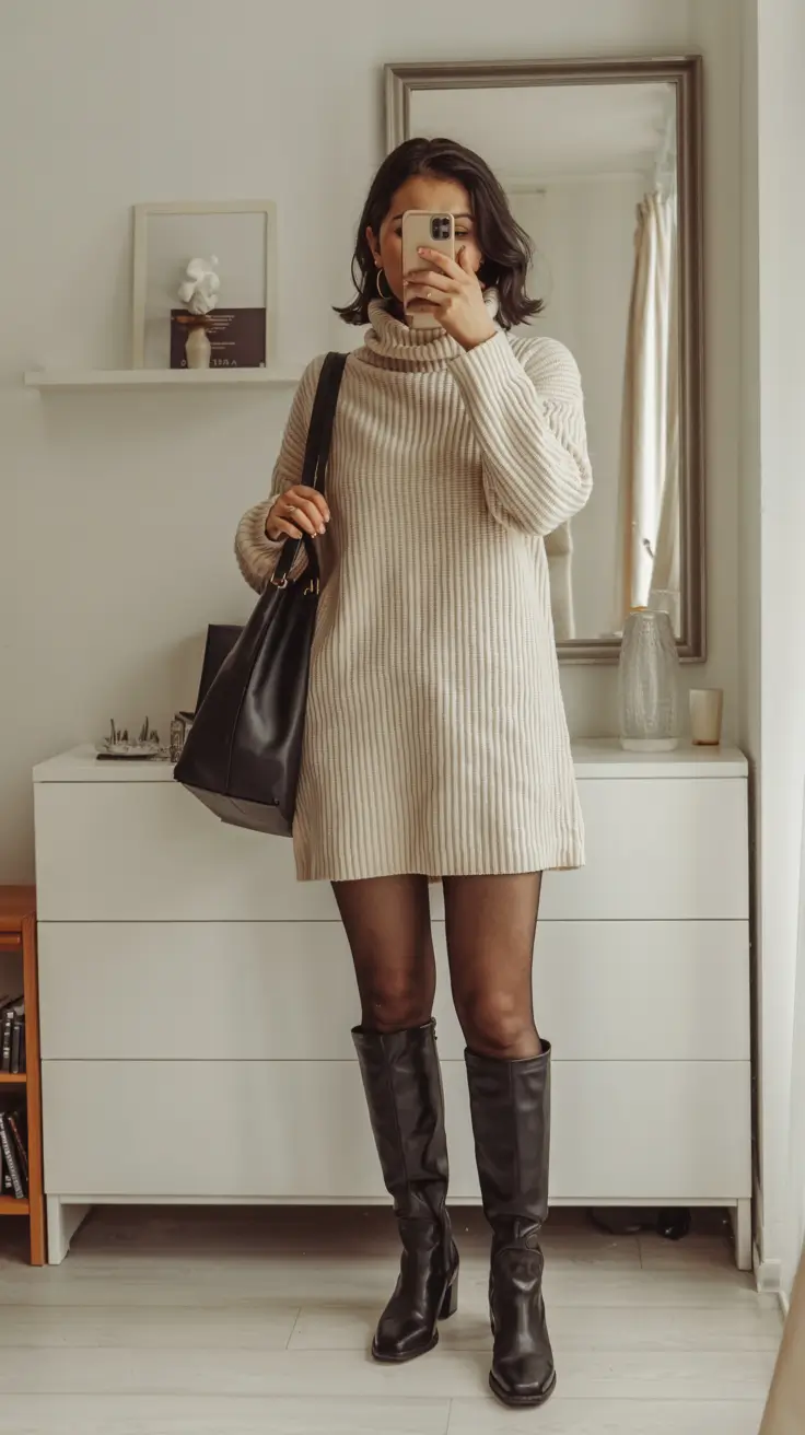 christmas outfits 2025 Creamy Sweater Dress Comfort