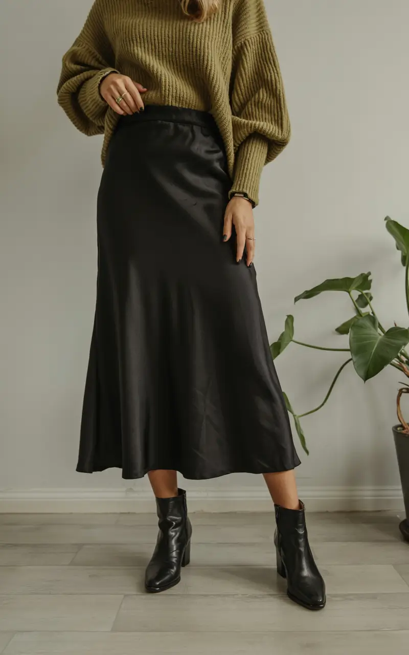 christmas outfits 2025 Olive Luxe & Satin Flow