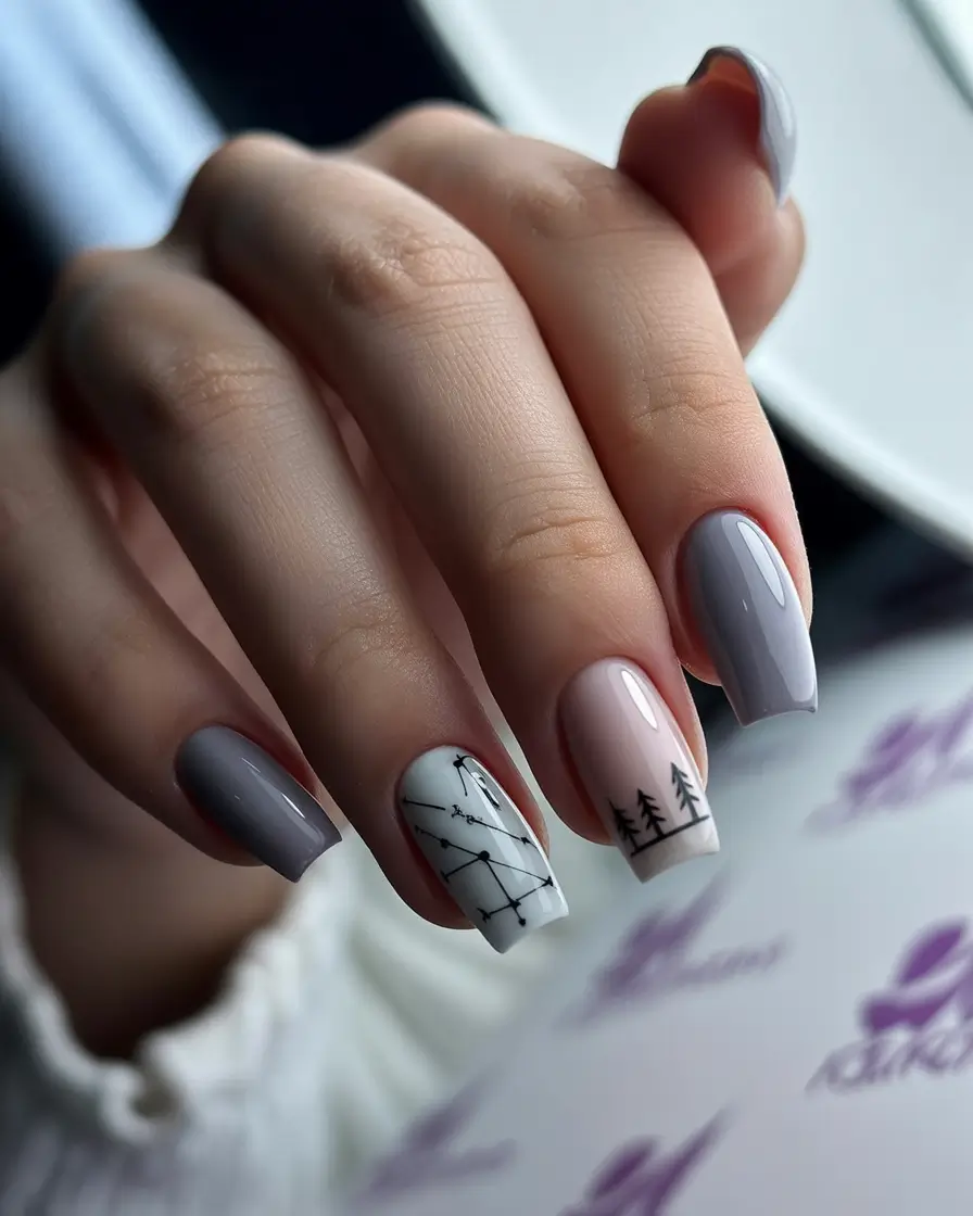 Christmas Tree Nails 2025 Frosted Constellation