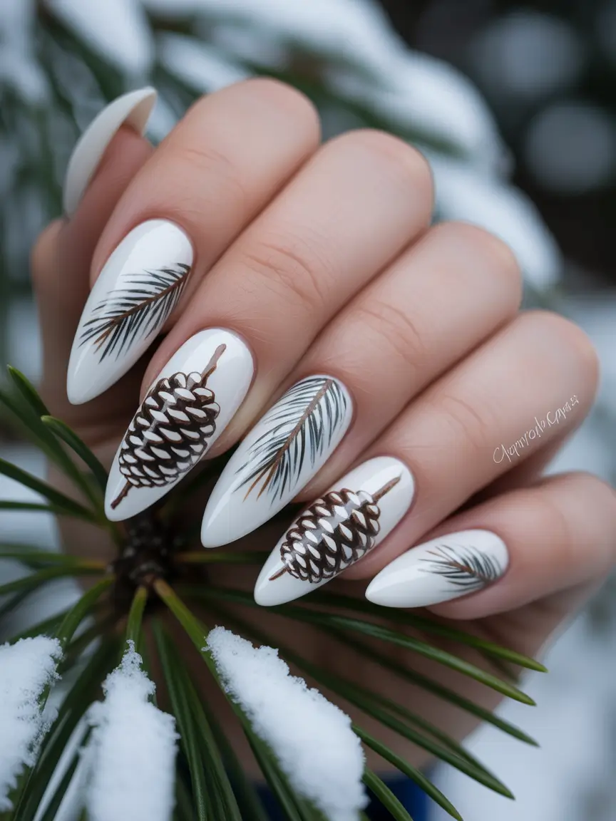 Christmas Tree Nails 2025 Snow Pine Elegance