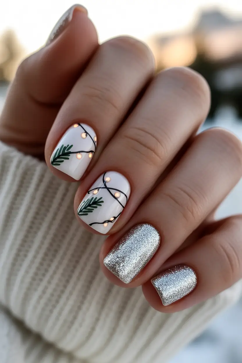 Christmas Tree Nails 2025 Glistening Garland Glow