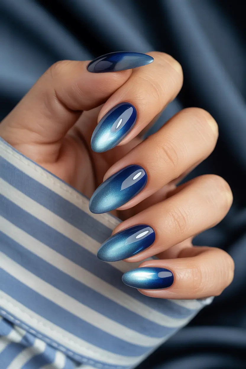 nails design blue Midnight Chrome Fantasy