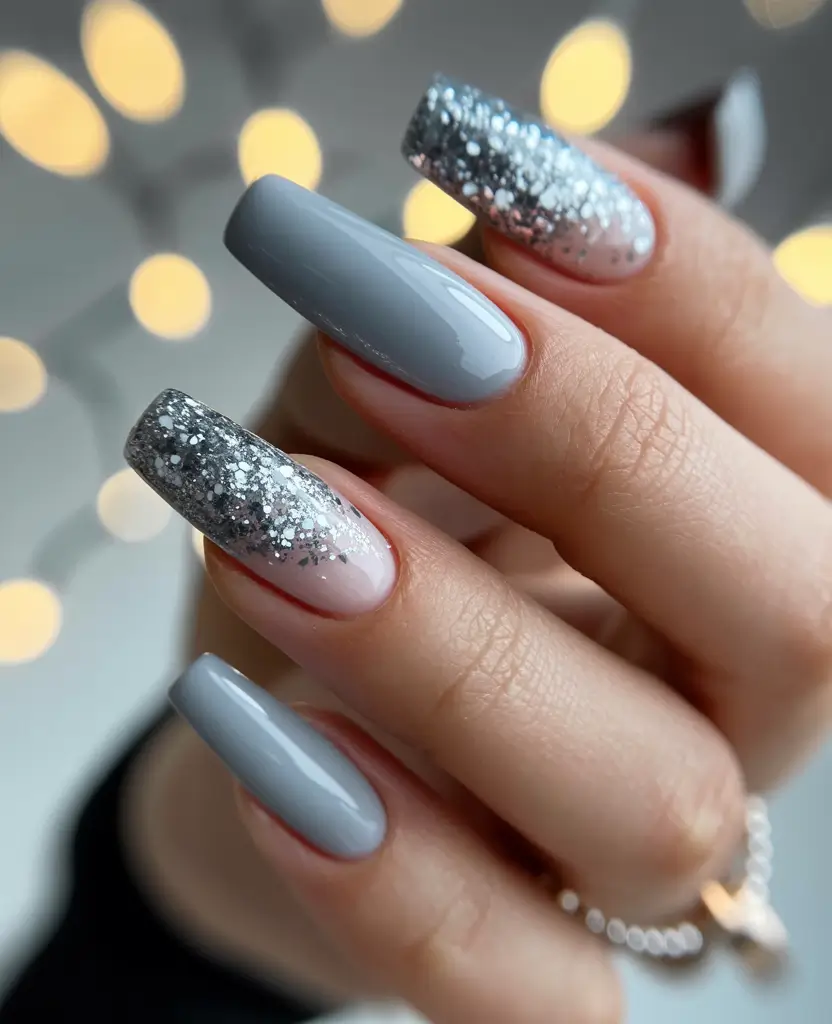 nails design short Gray Frost Glamour