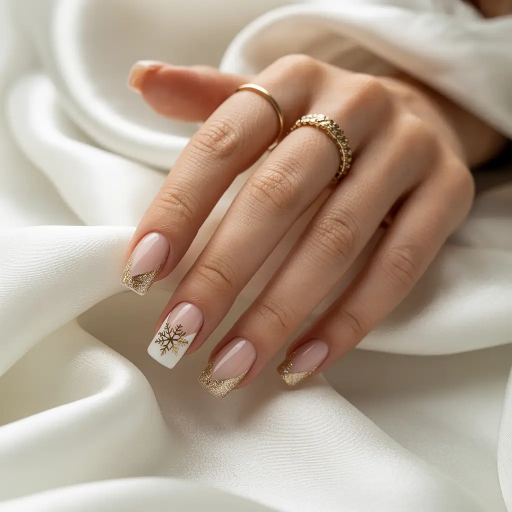 nails design winter Golden Whisper