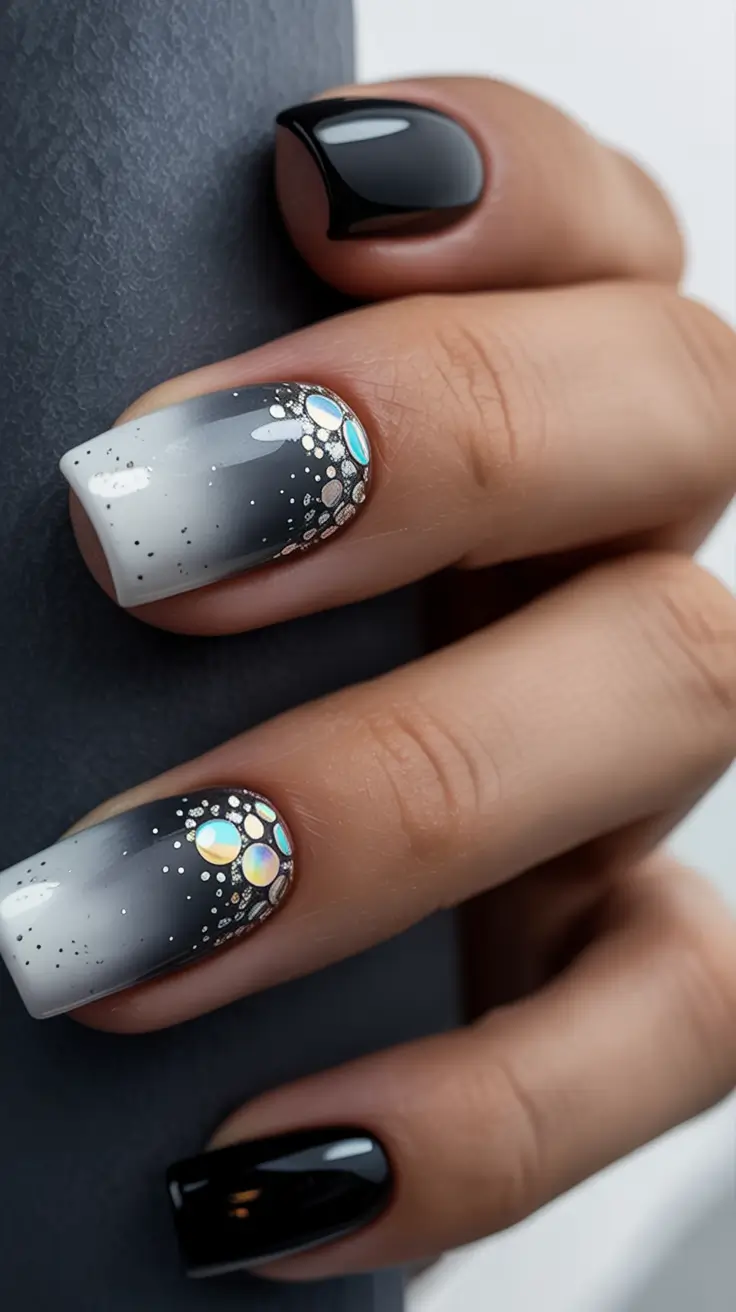 nails design 2025 winter Midnight Shimmer