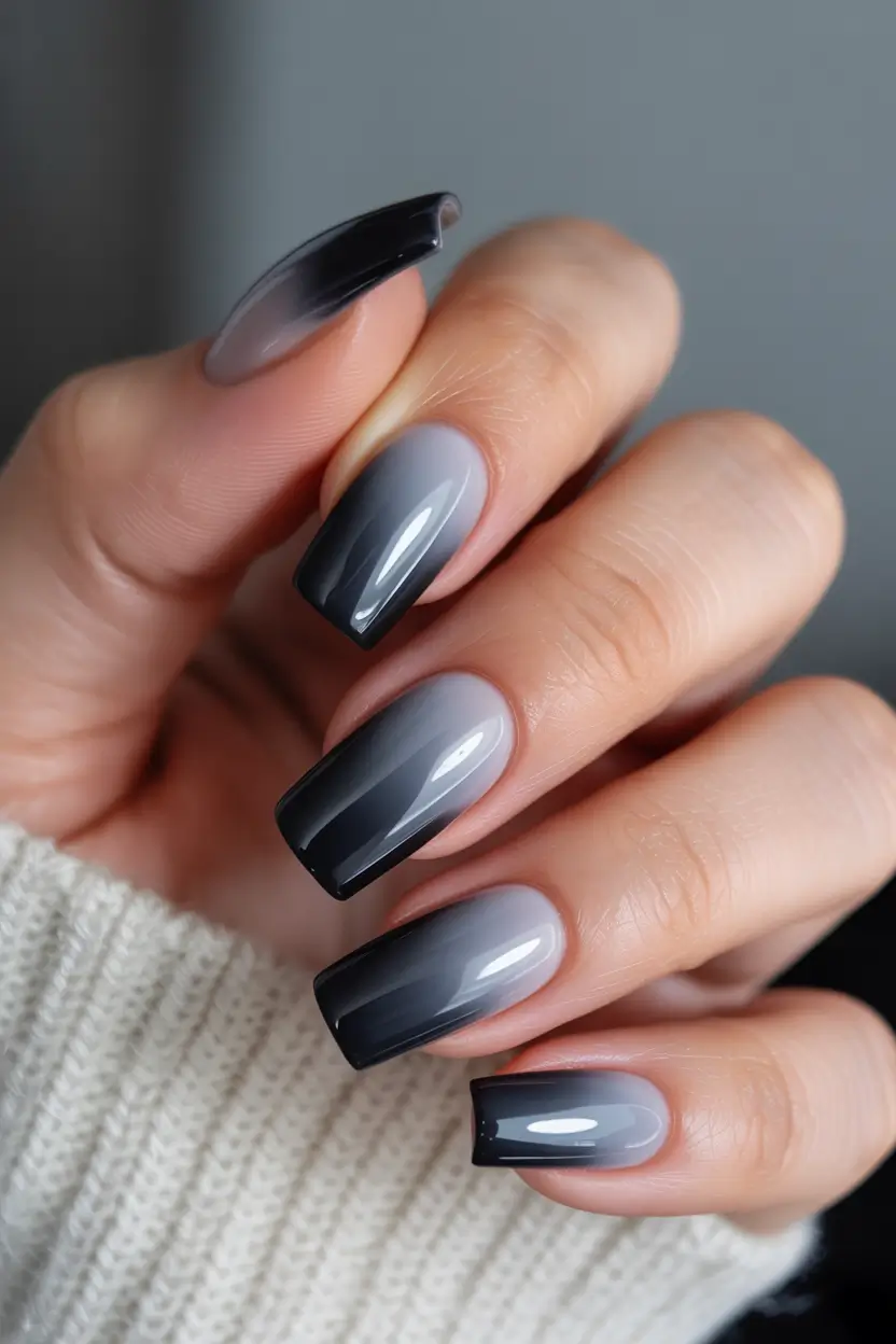 nails design square Frosted Ombre