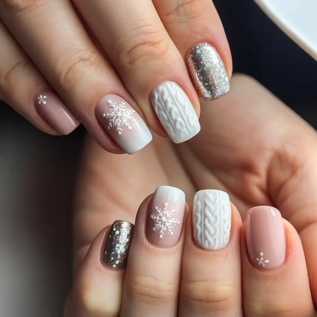 nails design winter Frosted Sweater Charm