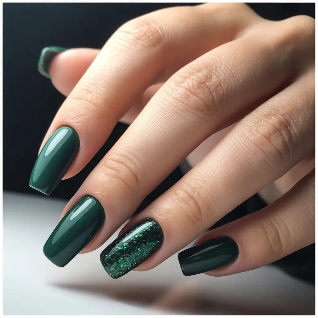nails design winter Evergreen Velvet Shine