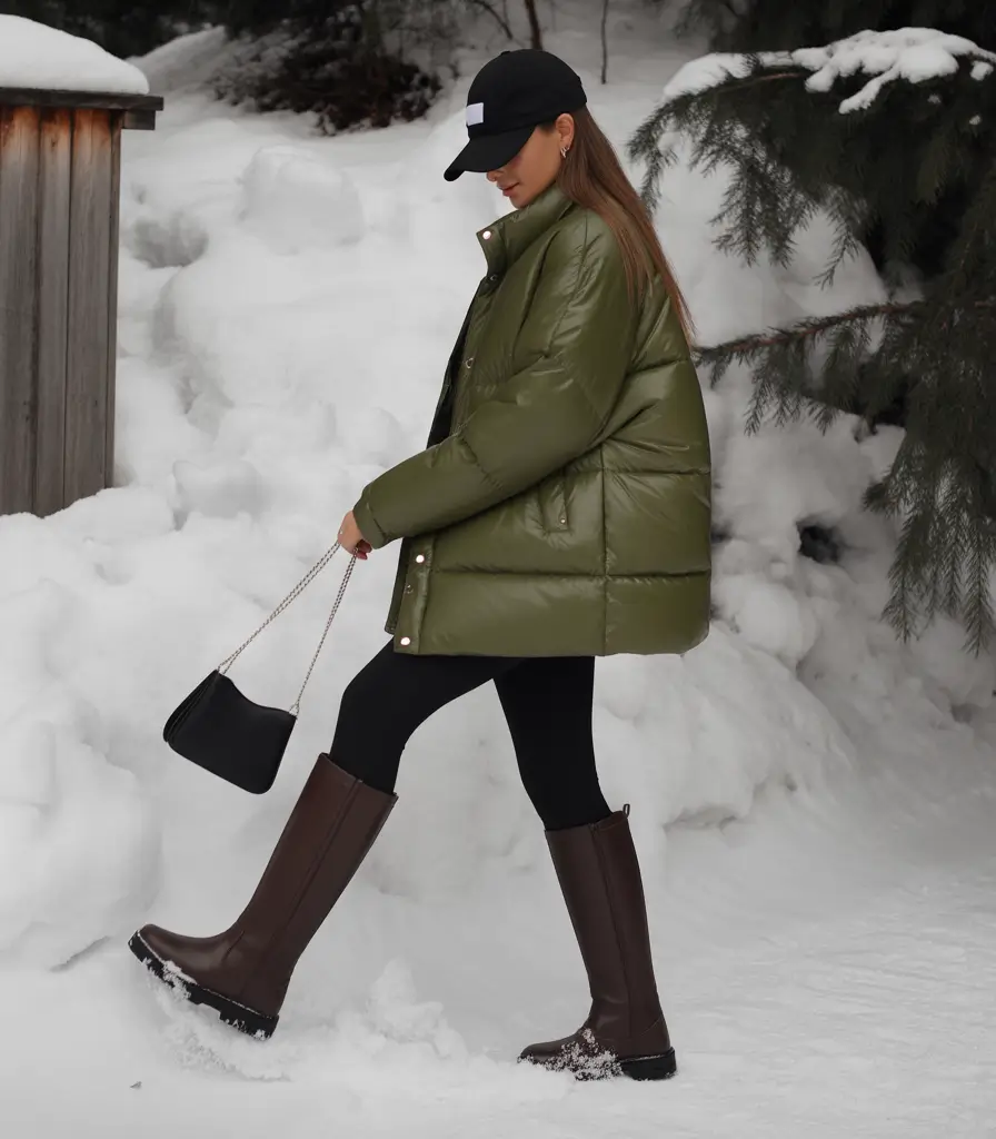 cold weather outfits winter freezing Green Snow Statement