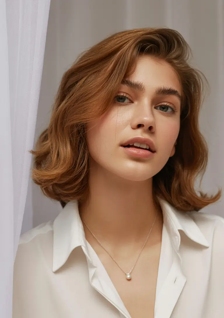 cute winter hairstyles medium hair Soft Cinnamon Bob