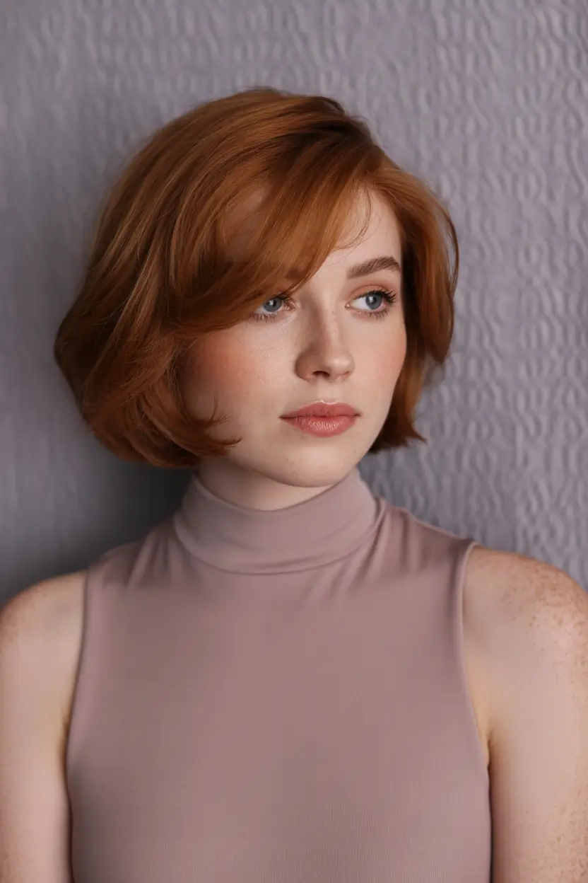 cute winter hairstyles medium hair Cozy Copper Bob