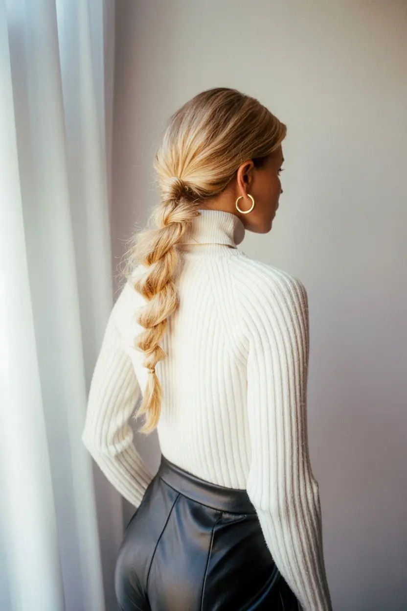 cute winter hairstyles for long hair Textured Bubble Braid