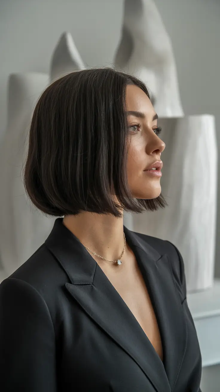 cute winter hairstyles thin hair Classic Sleek Bob Revival