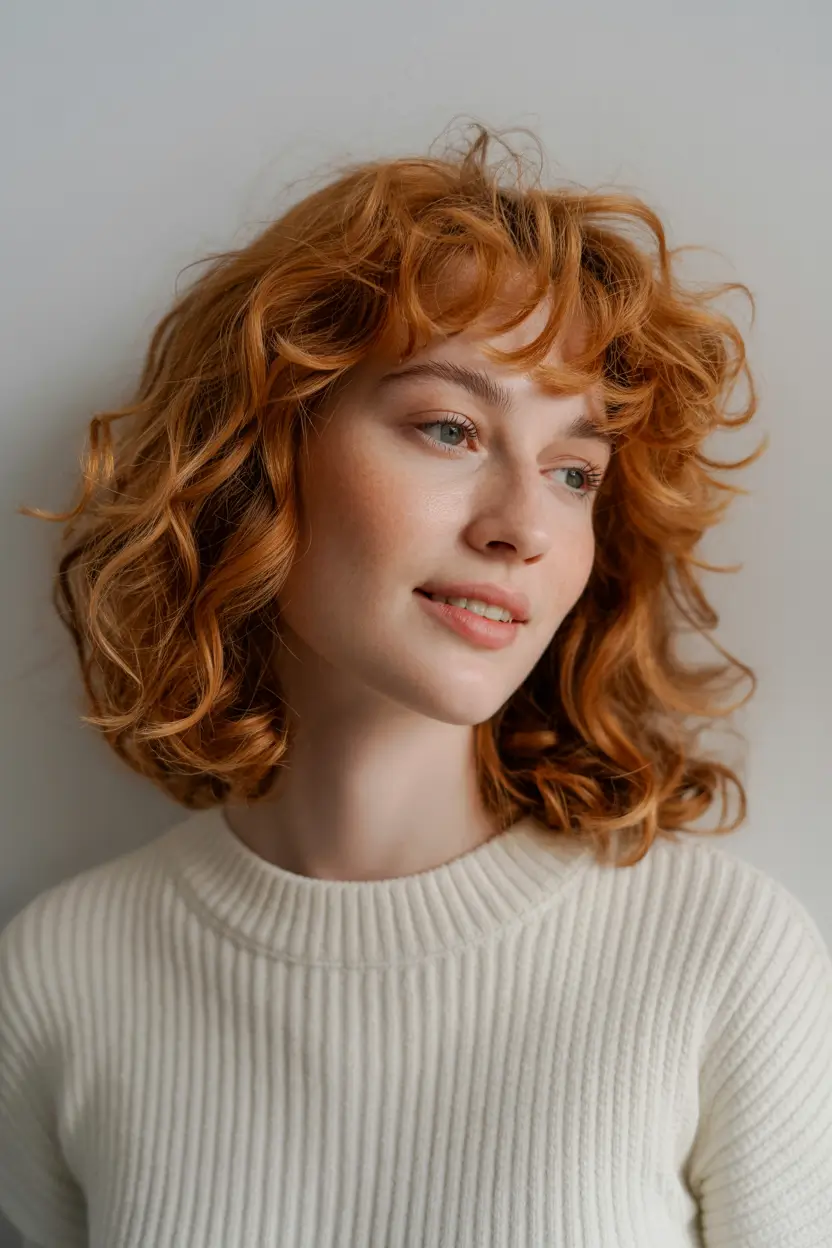 cute winter hairstyles curly hair Spicy Copper Curls