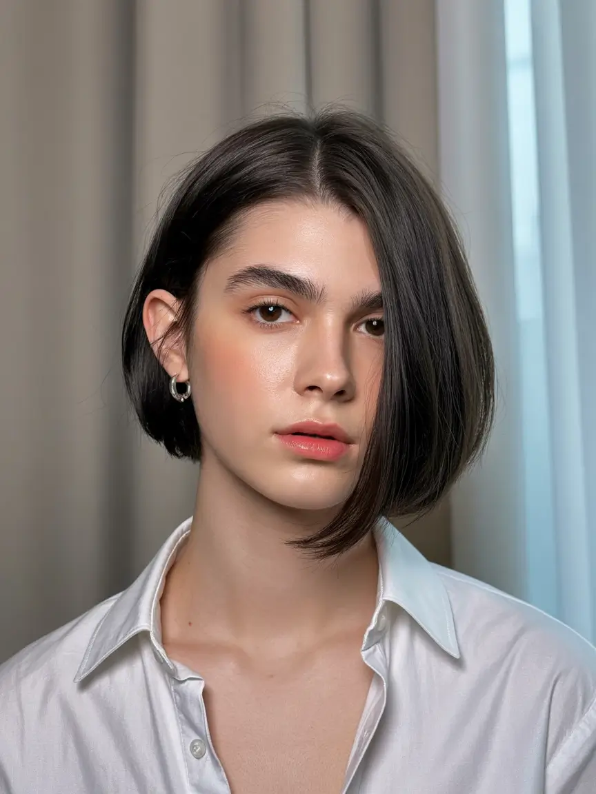 cute winter hairstyles for short hair Polished Minimalist Bob