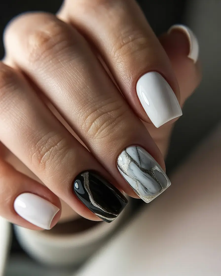 easy christmas nails simple Elegant Contrast