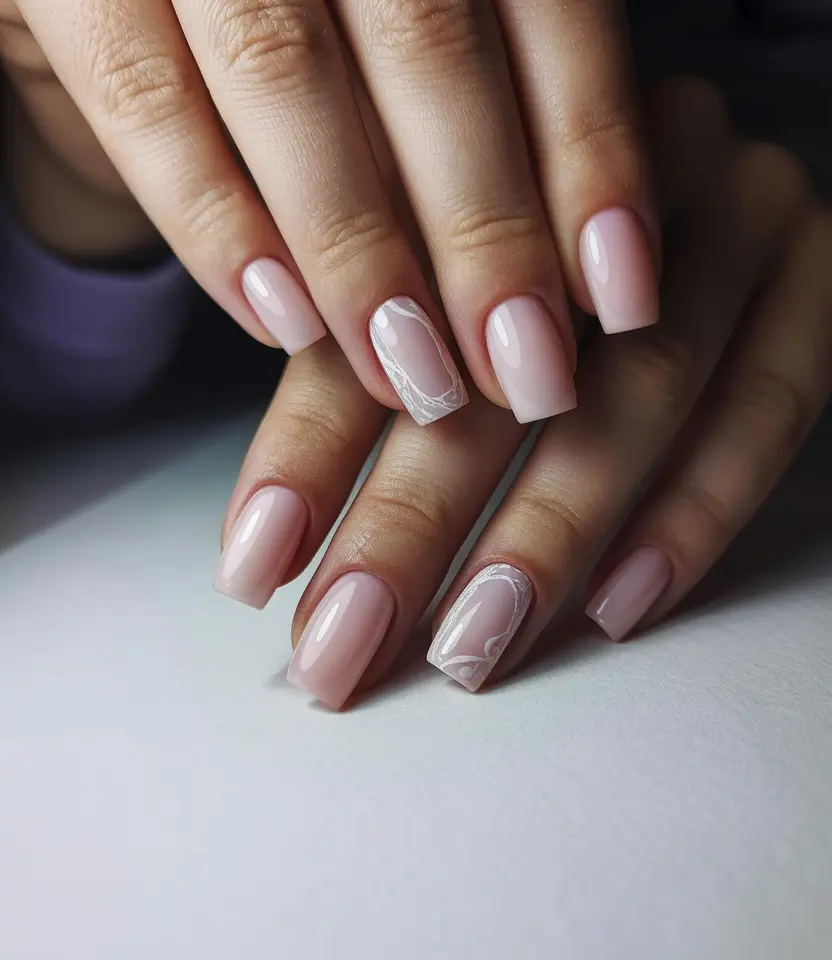 easy christmas nails simple Soft Nude Serenity with Subtle Frost
