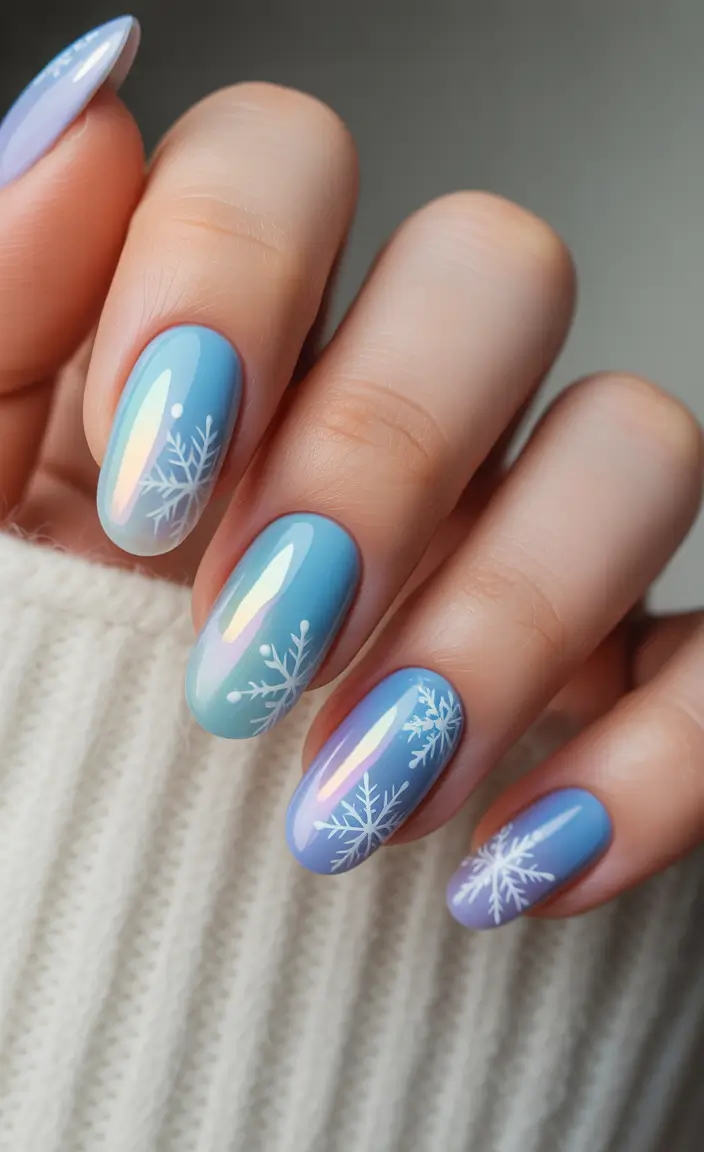 nail inspo almond solid color fall Snowflake Haze