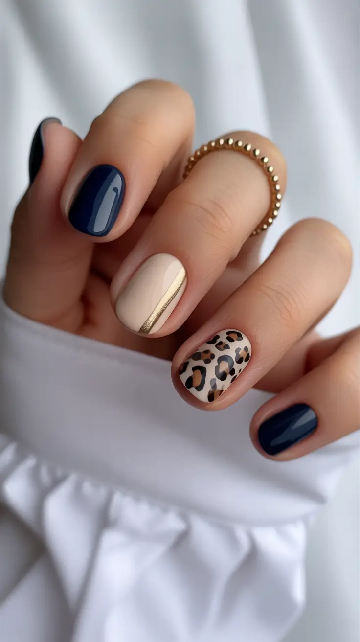 fall nail color inspo 2025 Midnight Safari Chic