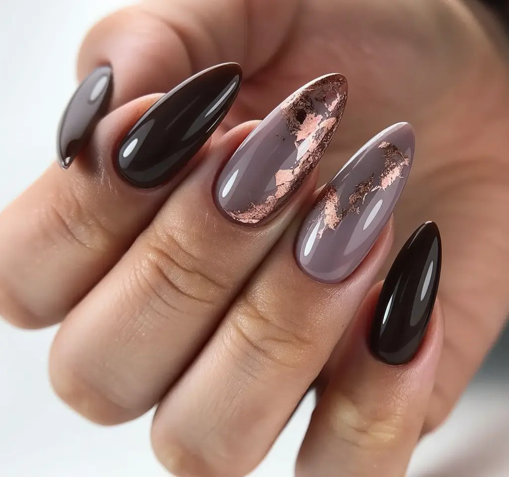gel nail inspo fall color Mocha Marble Allure