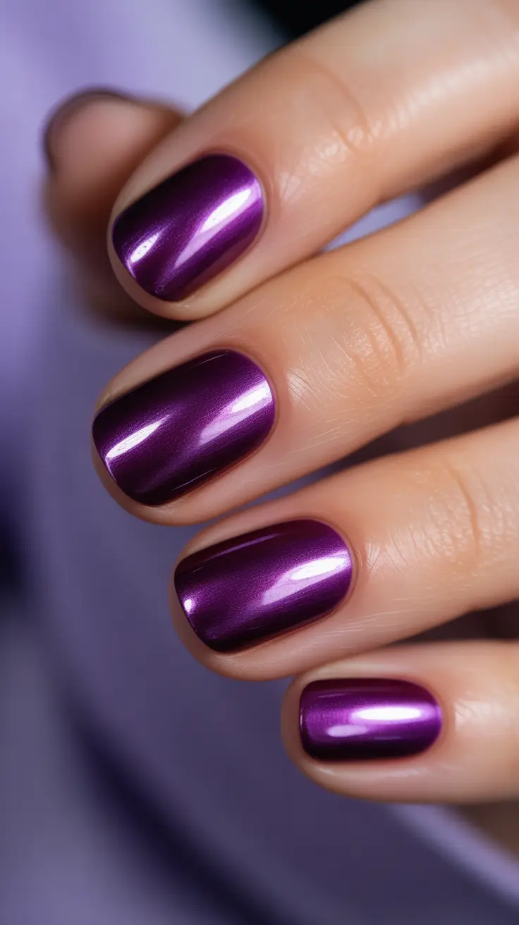 gel nail inspo fall color Violet Chrome Magic