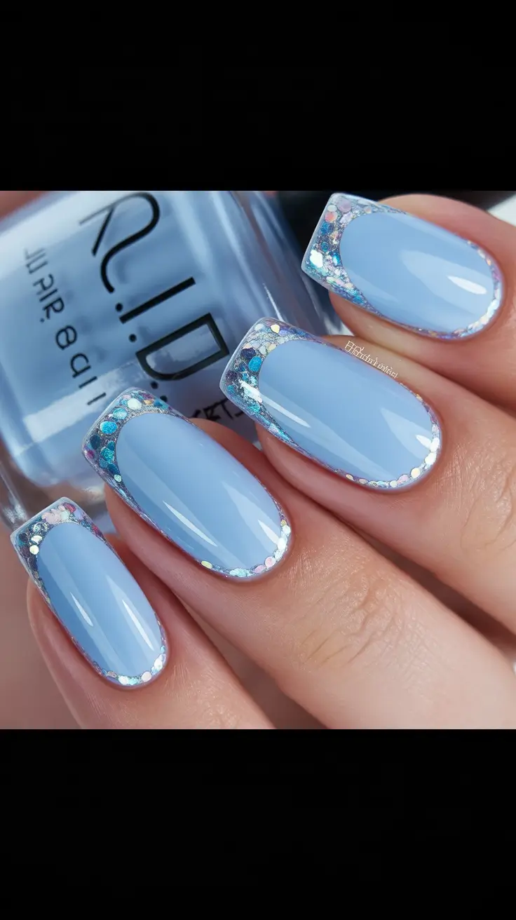 simple nail inspo fall color Frosted Blue Halo