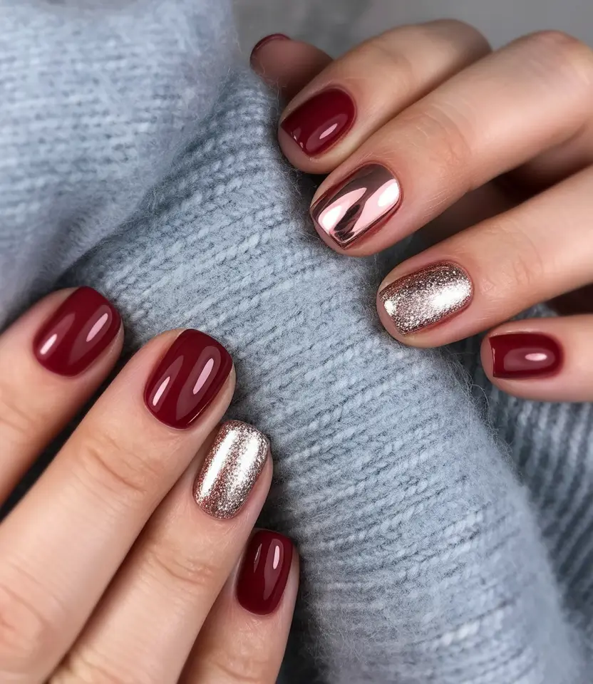 fall nail color inspo 2025 Rose Gold Spark