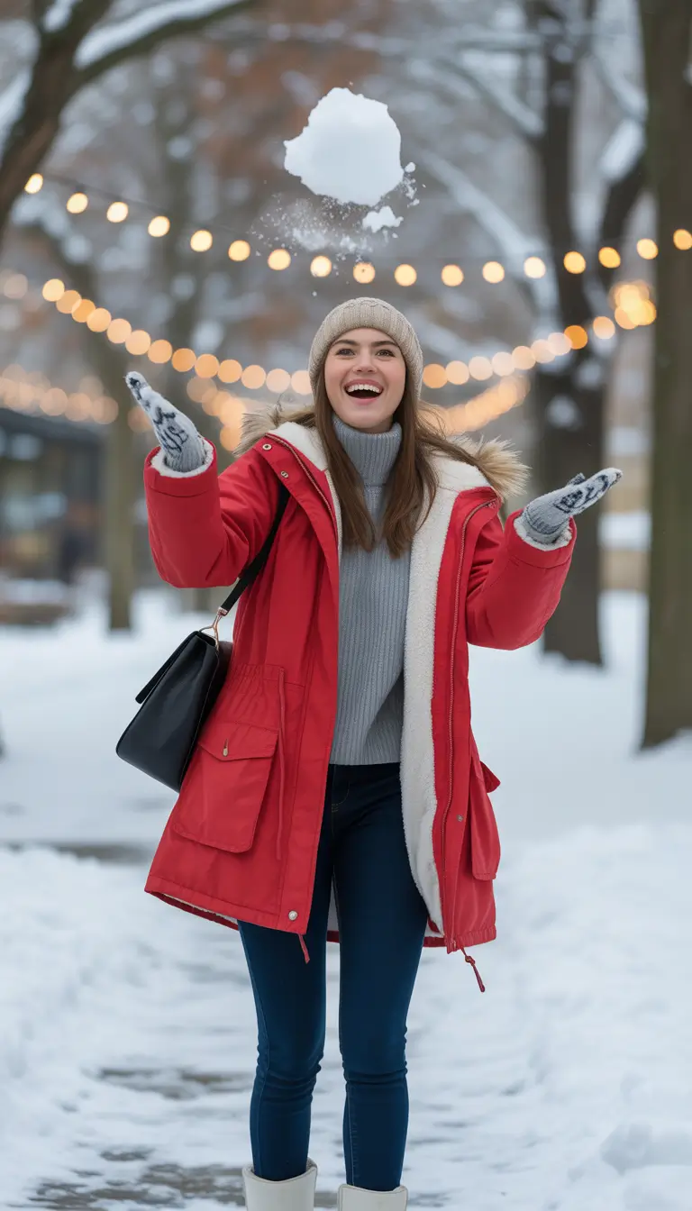 fall outfits ideas casual red parka