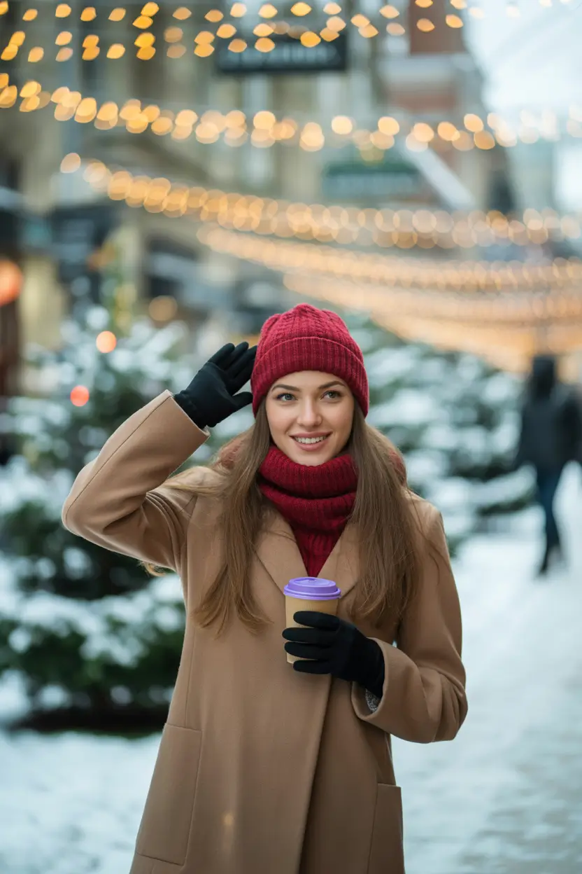 fall outfits ideas for women Warm Neutrals with a Pop of Red