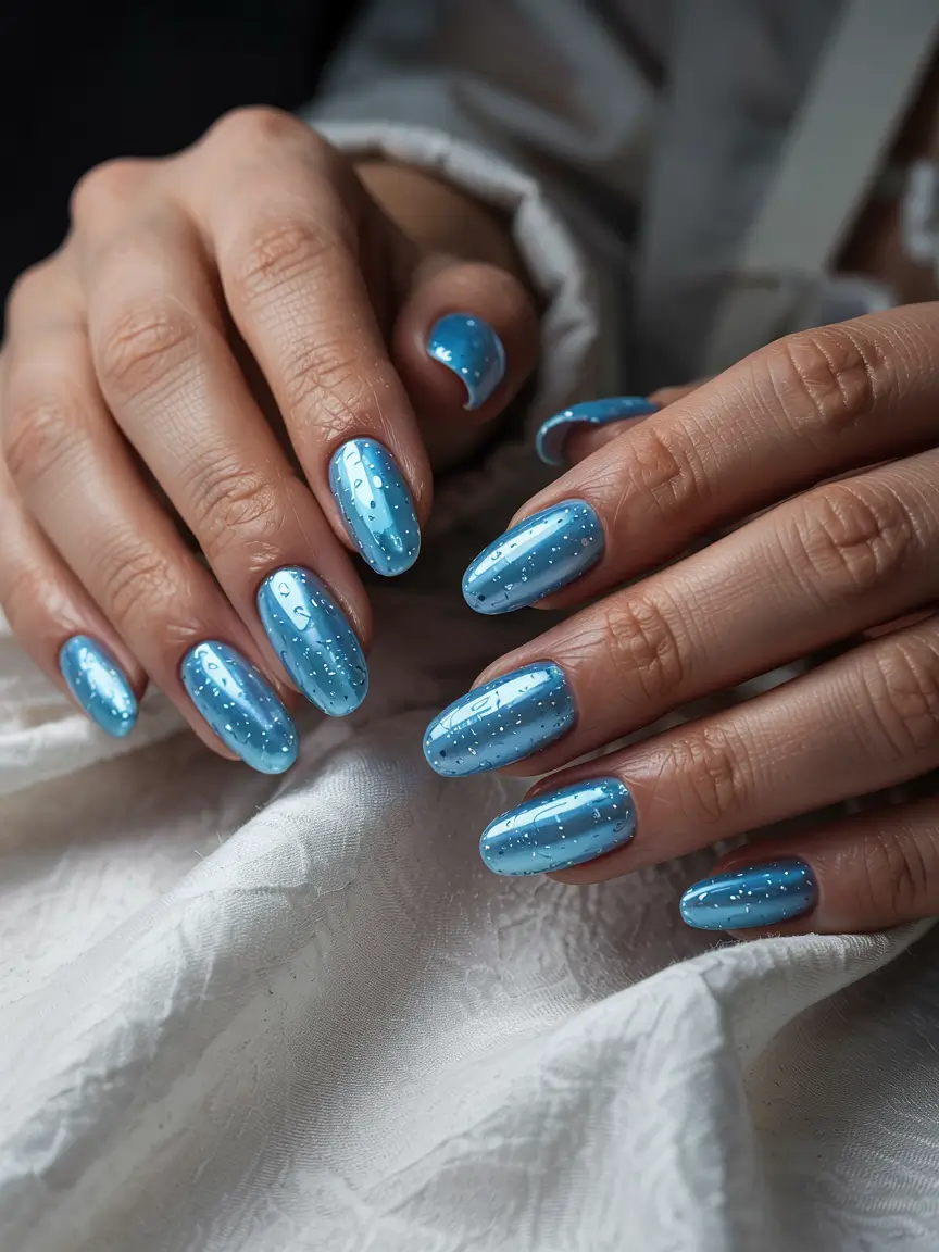 winter color nails gel 2025 Ice Queen Blue