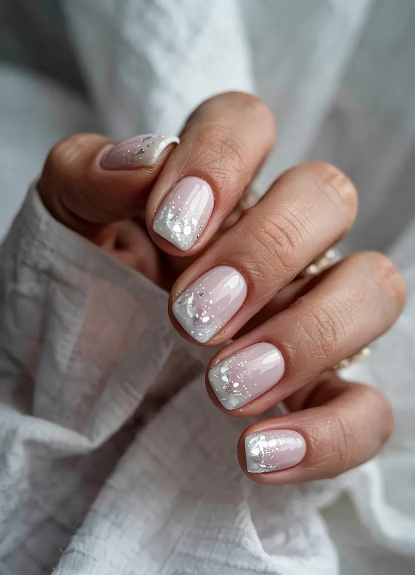 winter color nails french tip Snowflake Tips