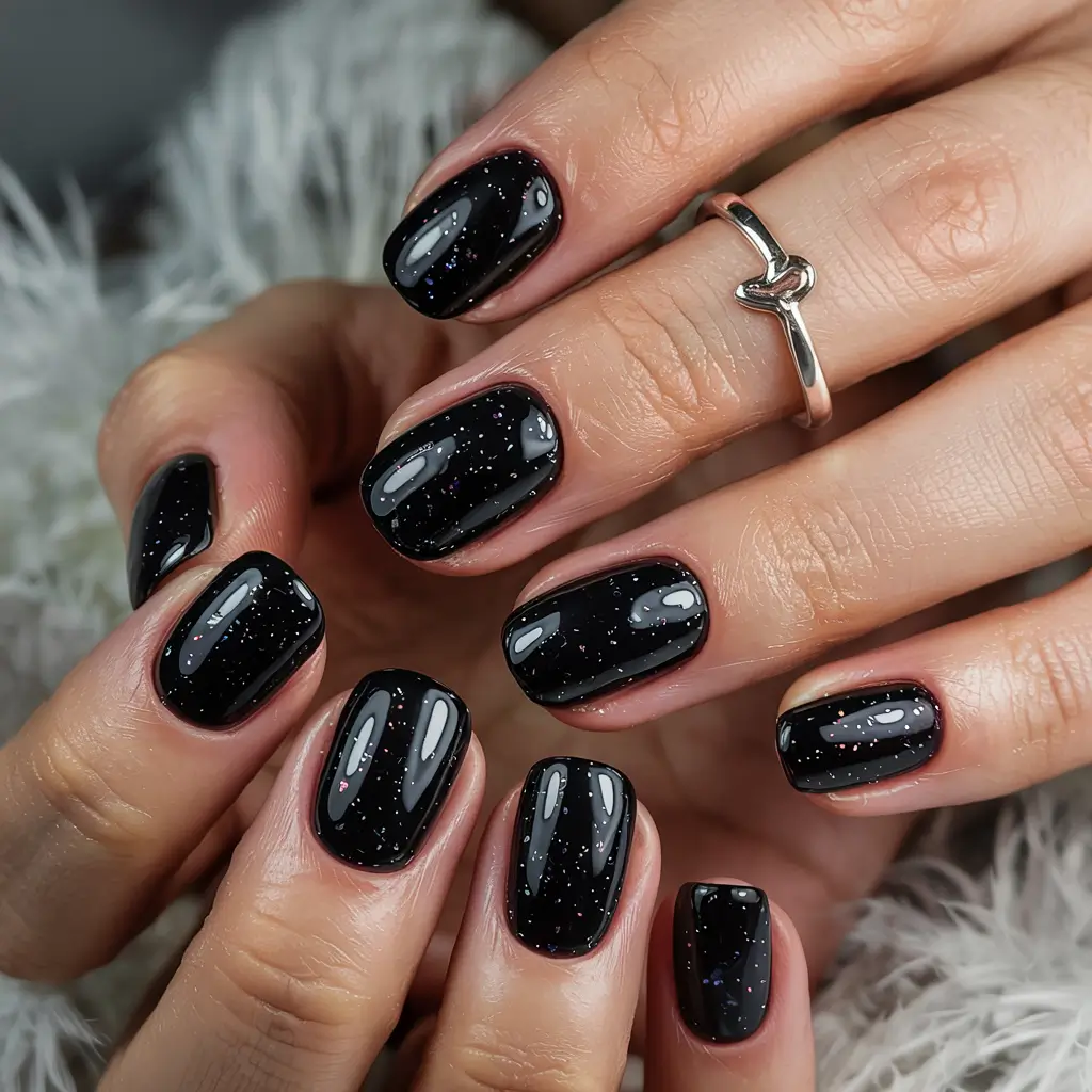 winter color nails gel Midnight Sky Magic