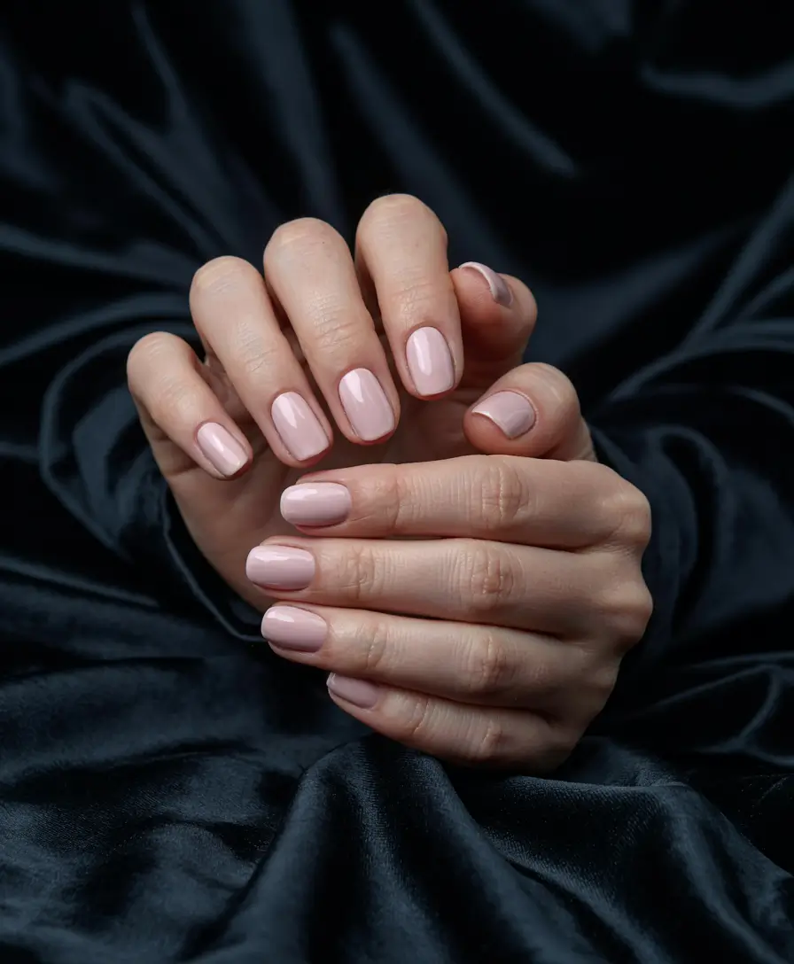 winter color nails acrylic simple Soft Blush Serenity