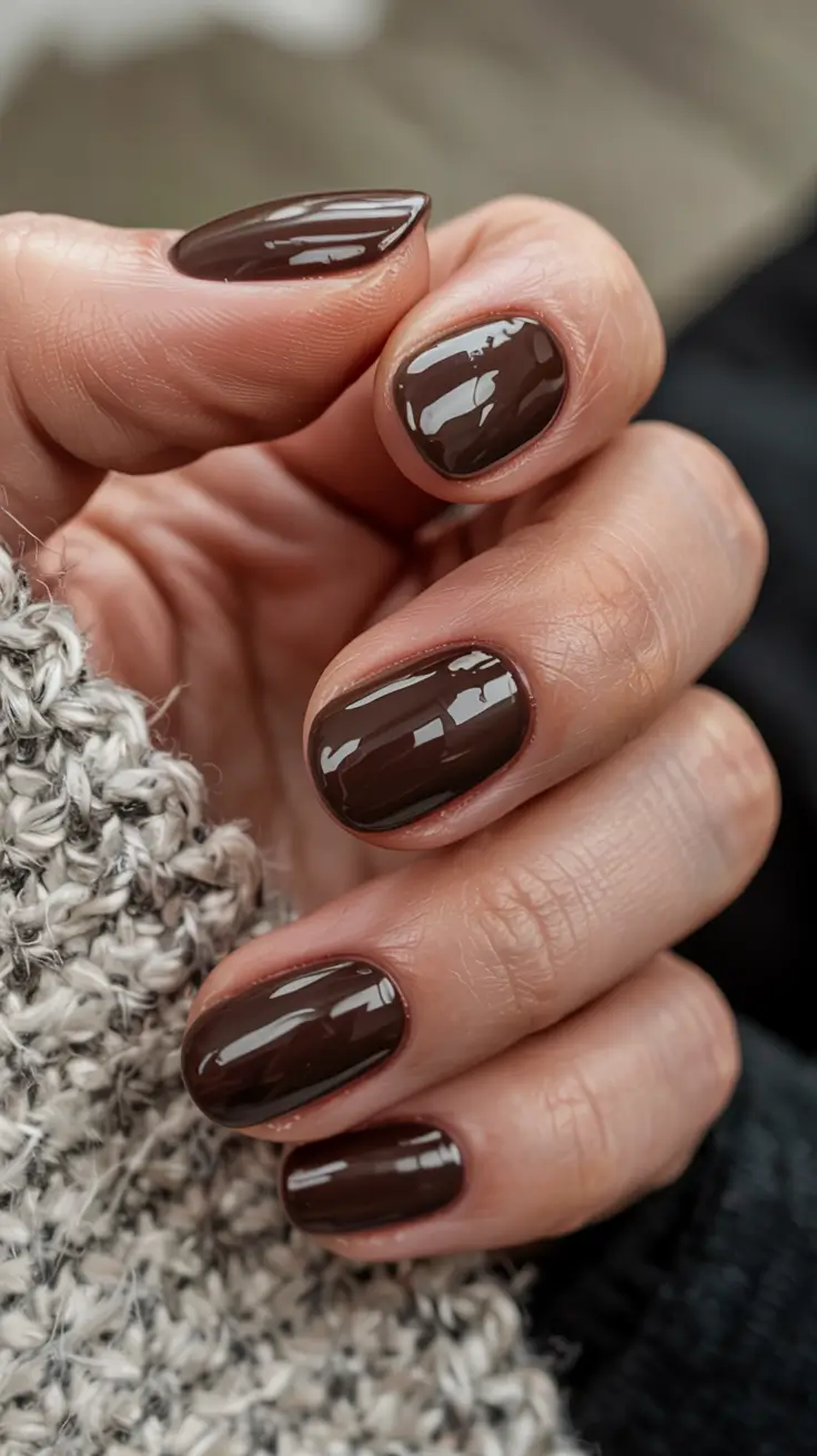 winter color nails acrylic short Mocha Velvet