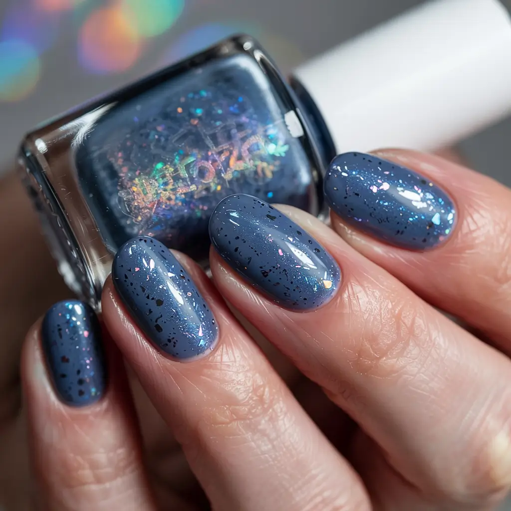 winter color nails dip Frosted Denim Spark