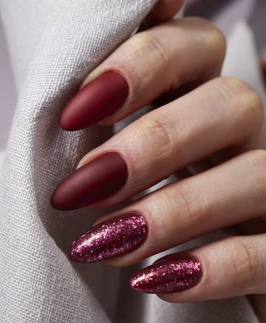 winter color nails gel 2025 Velvet Ruby Dream