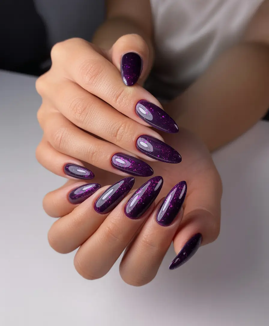 christmas gel nails designs Velvet Midnight Spark