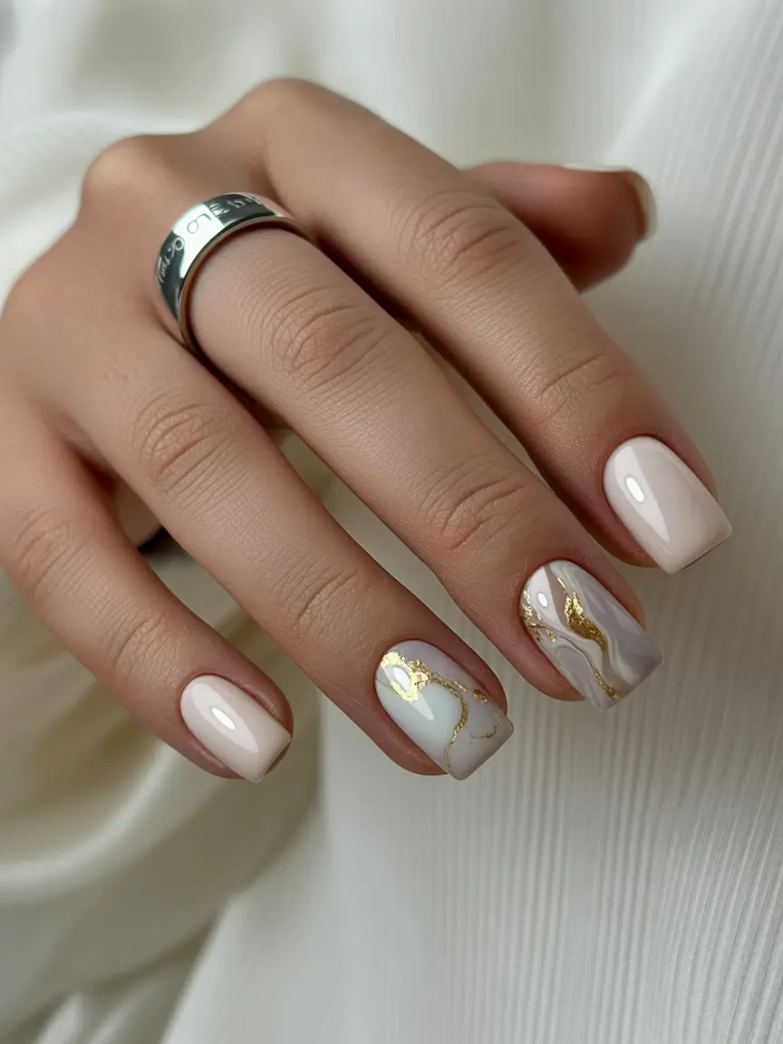 christmas gel nails designs Golden Veins of Light