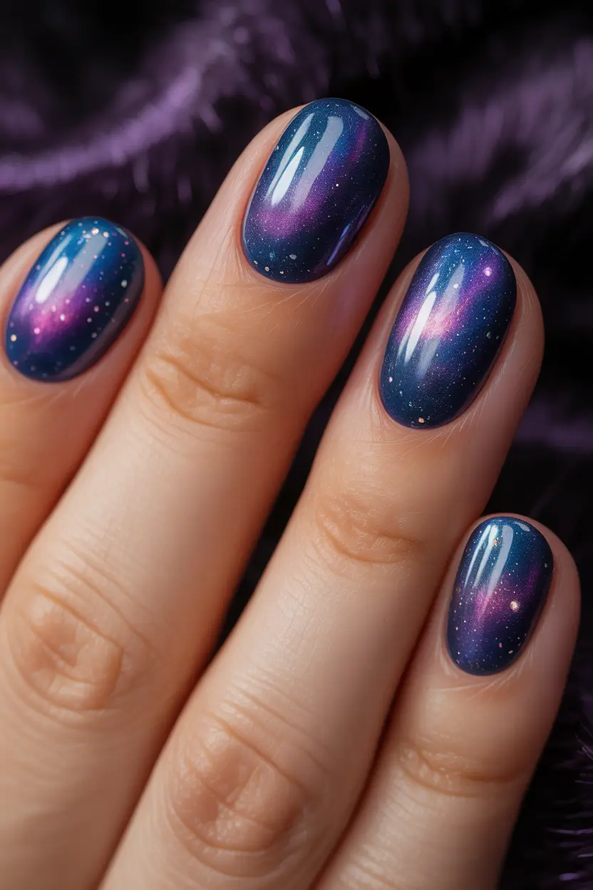 christmas gel nails designs Galaxy Christmas Glow
