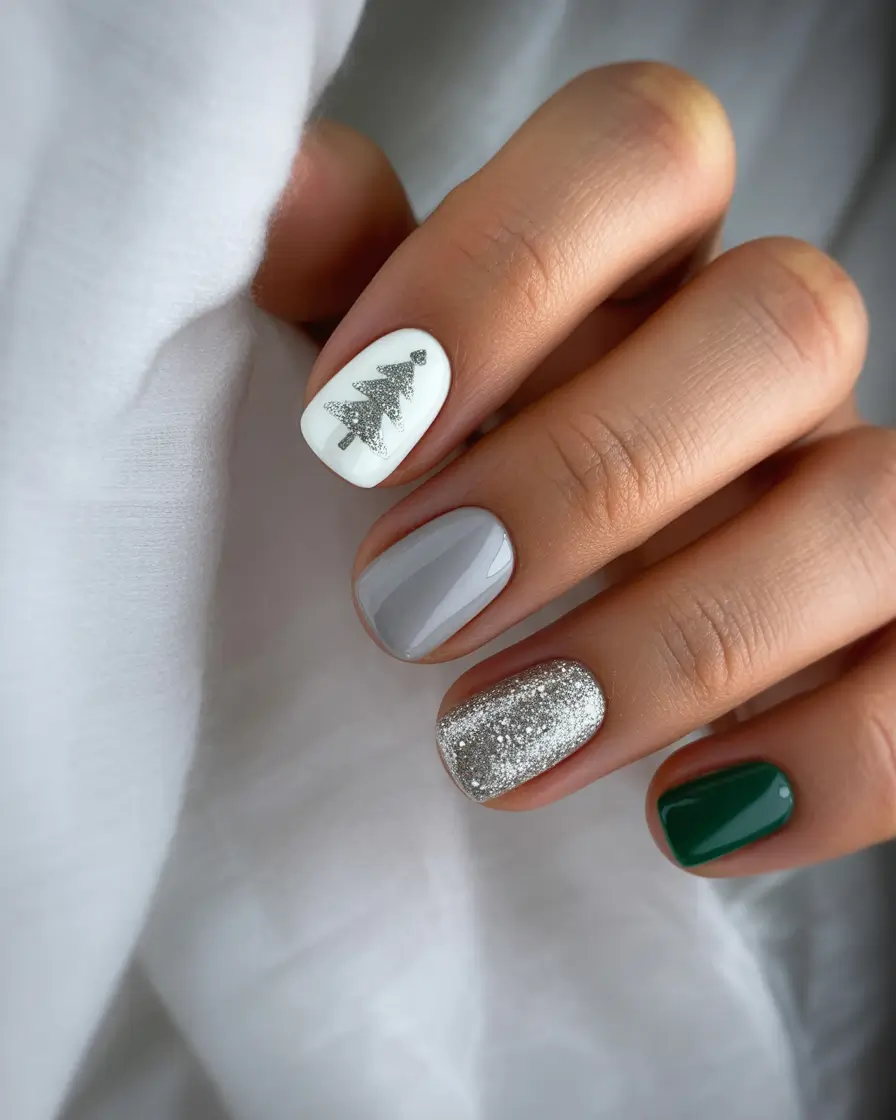 christmas gel nails designs Frosted Evergreen Harmony