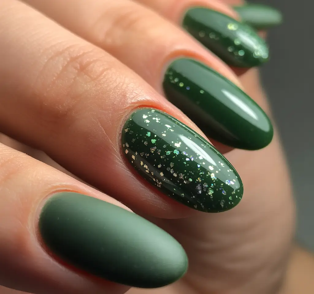 Green Christmas Nails 2025 Hunter's Glow Blend