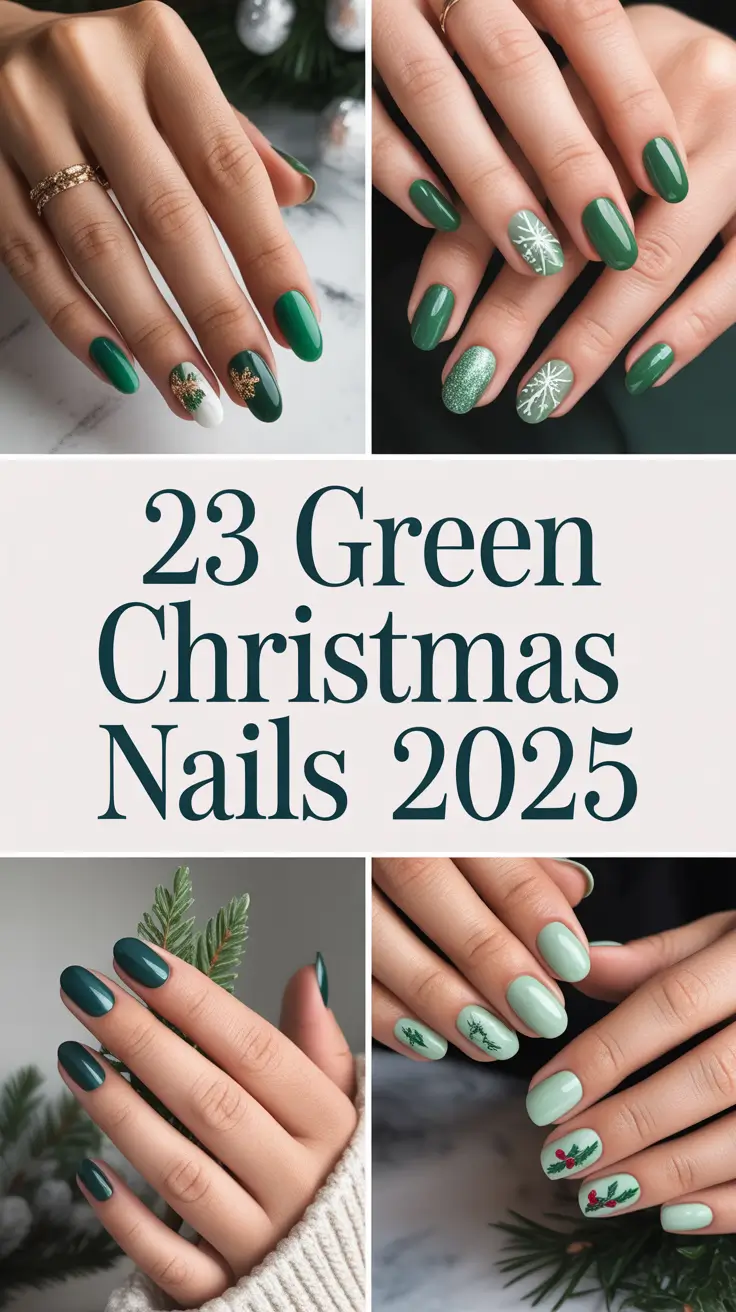 Green Christmas Nails 2025: Sparkly Emerald Designs & Holiday Nail Inspo