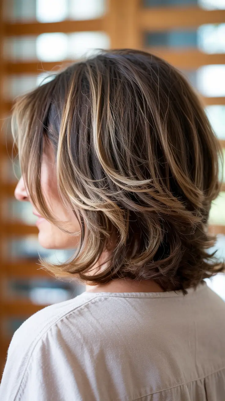 winter hairstyles and color for women over 50 Caramel-Toned Layers