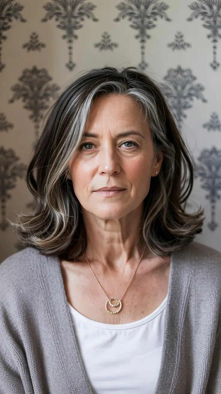 winter hairstyles and color for women over 50 Frosted Silver Layers