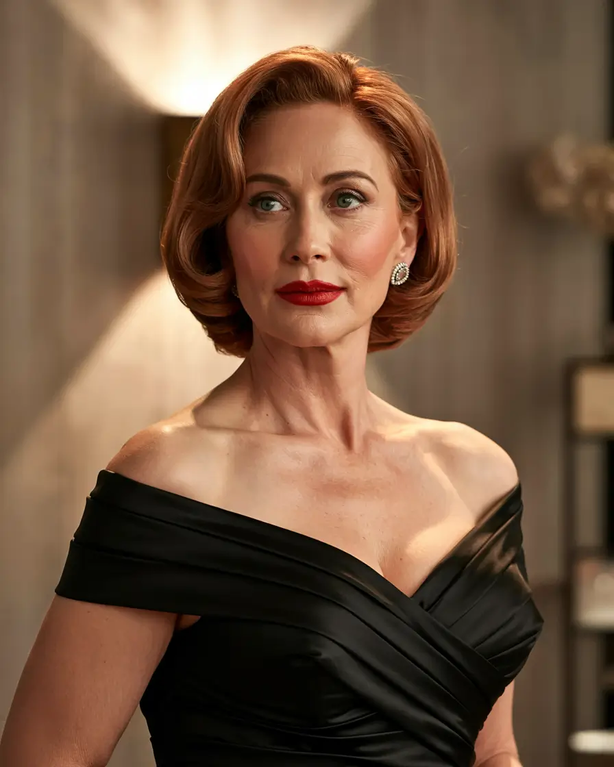 winter hairstyles and color for women over 50 classic auburn bob with elegant volume