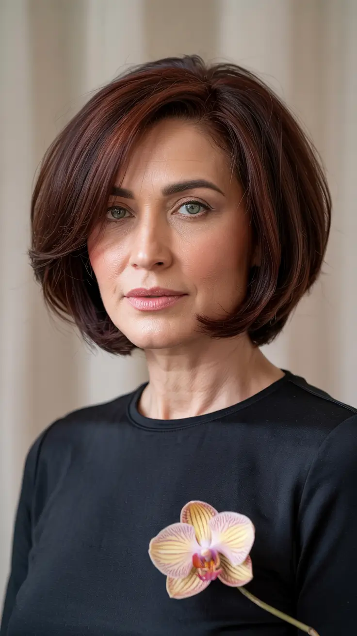 winter hairstyles and color for women over 50 Refined Voluminous Bob