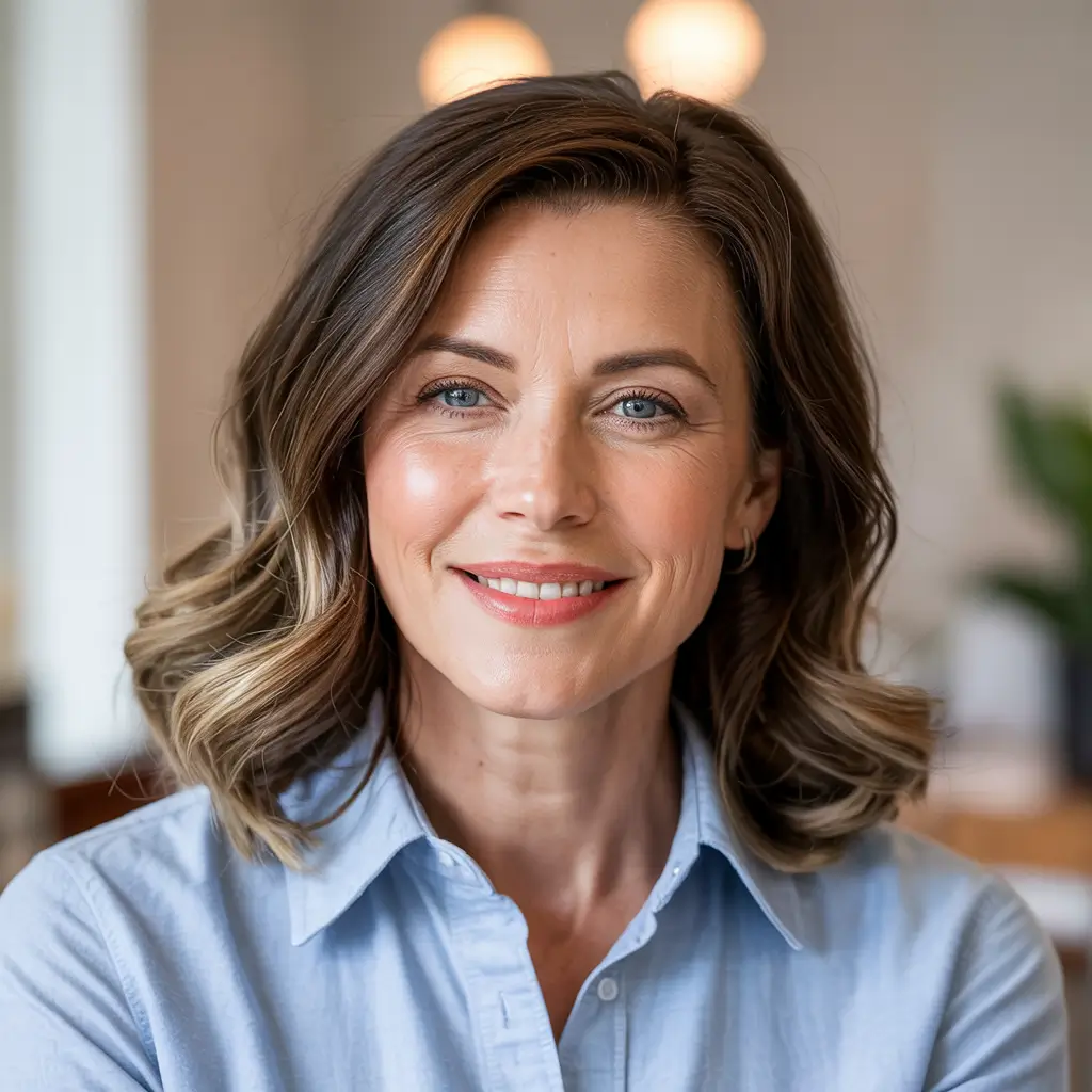 winter hairstyles and color for women over 50 classic bronde with polished ends